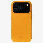 Yellow phone case with 'alto' branding on a white background
