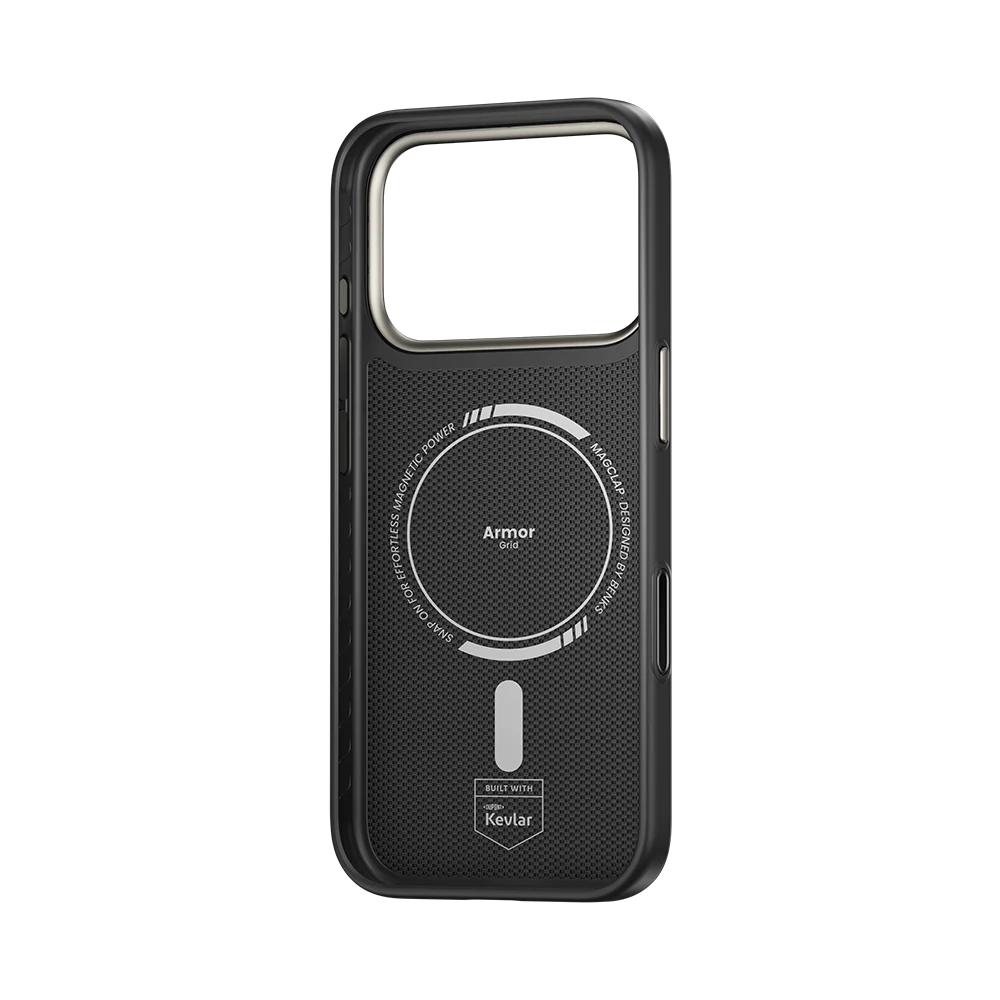 Benks ArmorGrid Pro Obsidian Black Case built with Kevlar® for iPhone 18 Pro