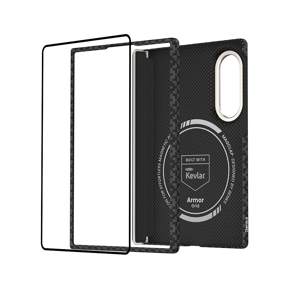 Benks ArmorGrid Air Case built with Kevlar® for Samsung Galaxy Z Fold 8 [Grand Combo] - Obsidian Black