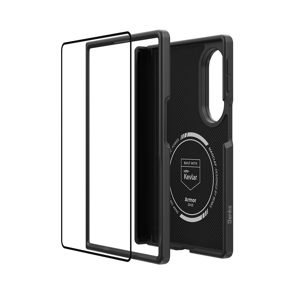 Benks ArmorGrid Pro Kevlar® Case for Samsung Galaxy Z Fold 8 [Grand Combo] - Obsidian Black